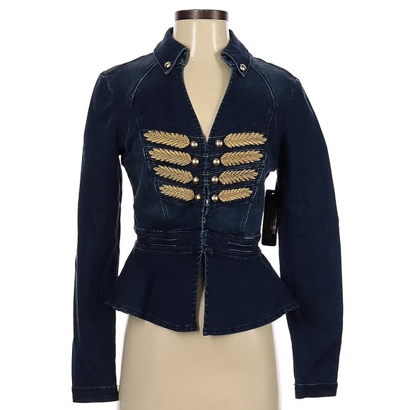 💥SPECTACULAR💥 Bebe Vintage Denim Band Blazer - Picture 2 of 10